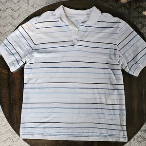 Croft & Barrow White and Blue Striped Polo Shirt